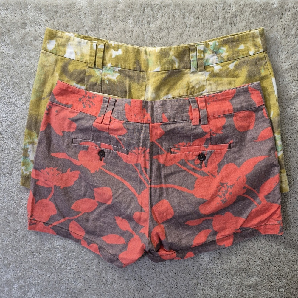 Ann Taylor Loft Short Size 8 Lot of 2 Linen Blend Chino Yellow Red Beach Coastal - Picture 11 of 12